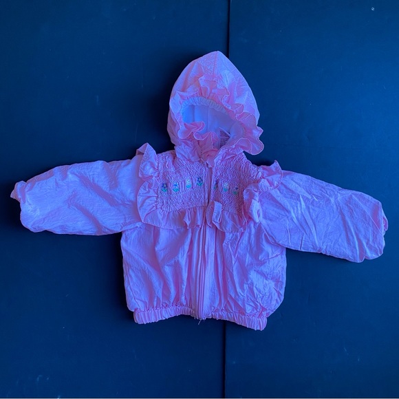 Vintage Baby Girl Jacket Hood Rose Pink Zip Size 12 Months - Picture 13 of 15